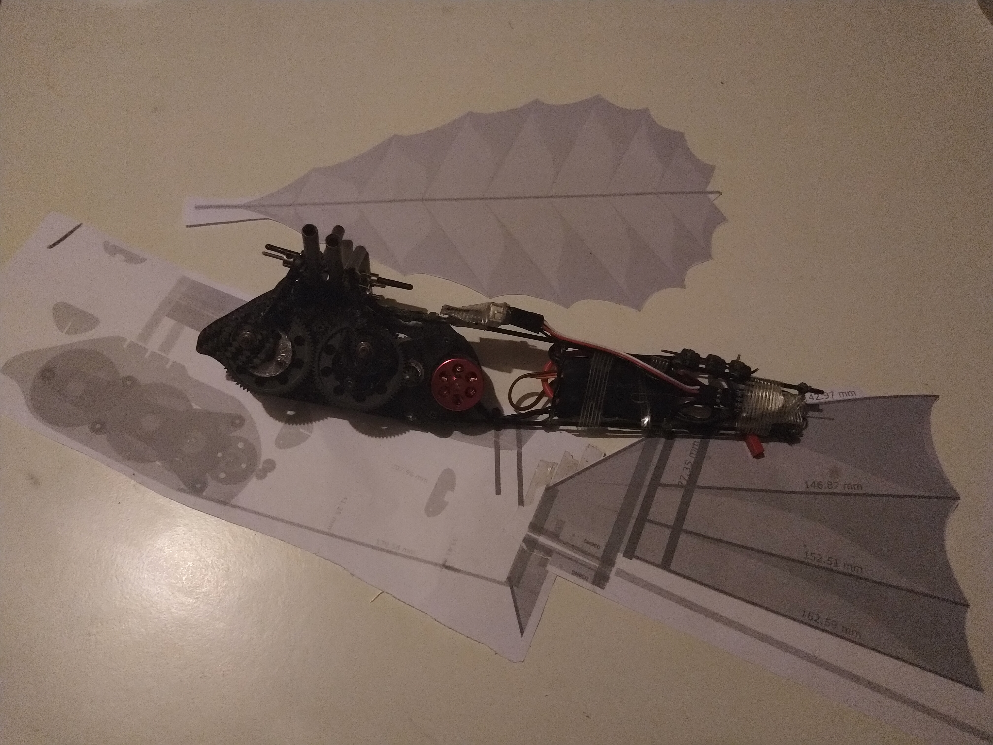 finished gearbox and fuselage