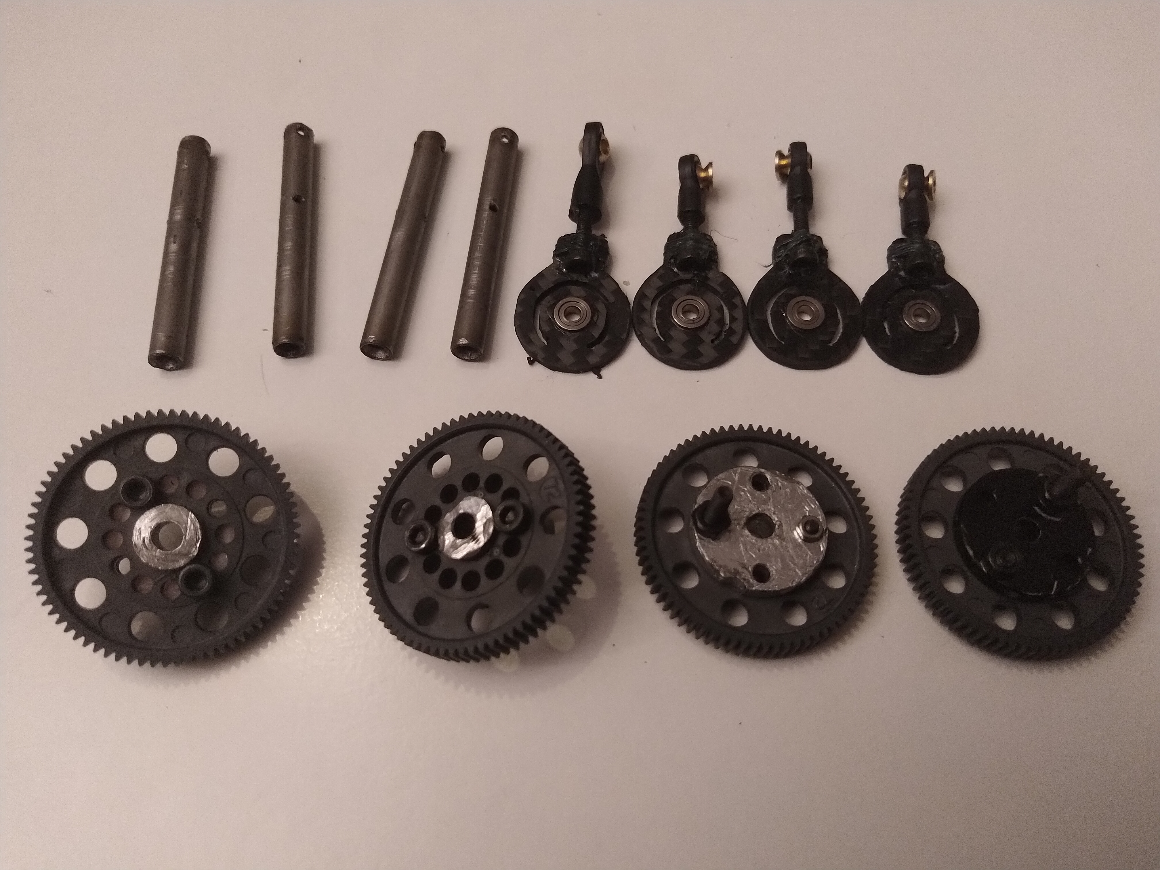 titan tubes for arms, power arms for transmission and gears with flanges